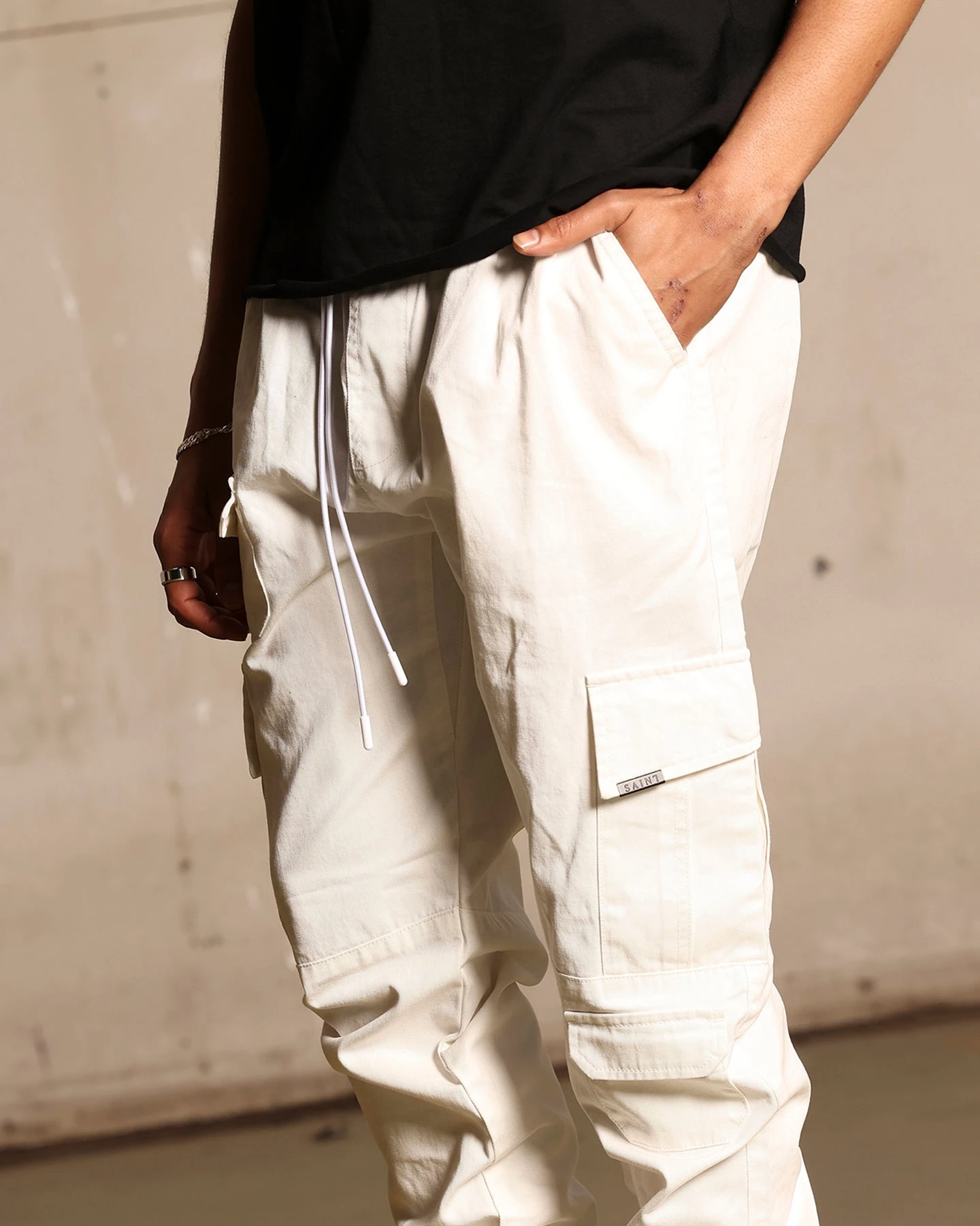 Saint Morta Utility Joggers Off White 4 Saint Morta Utility Joggers Off White - Image 4