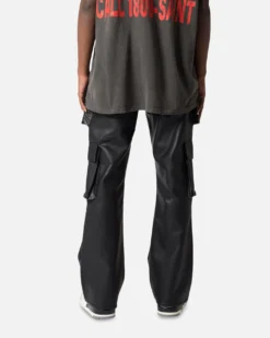 MNML Leather Double Snap Cargo Pants Black -Champions Style 03011780 YB001 mens 0050