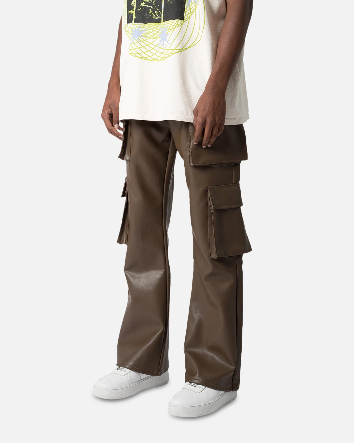 MNML Leather Double Snap Cargo Pants Chocolate 2 MNML Leather Double Snap Cargo Pants Chocolate - Image 2
