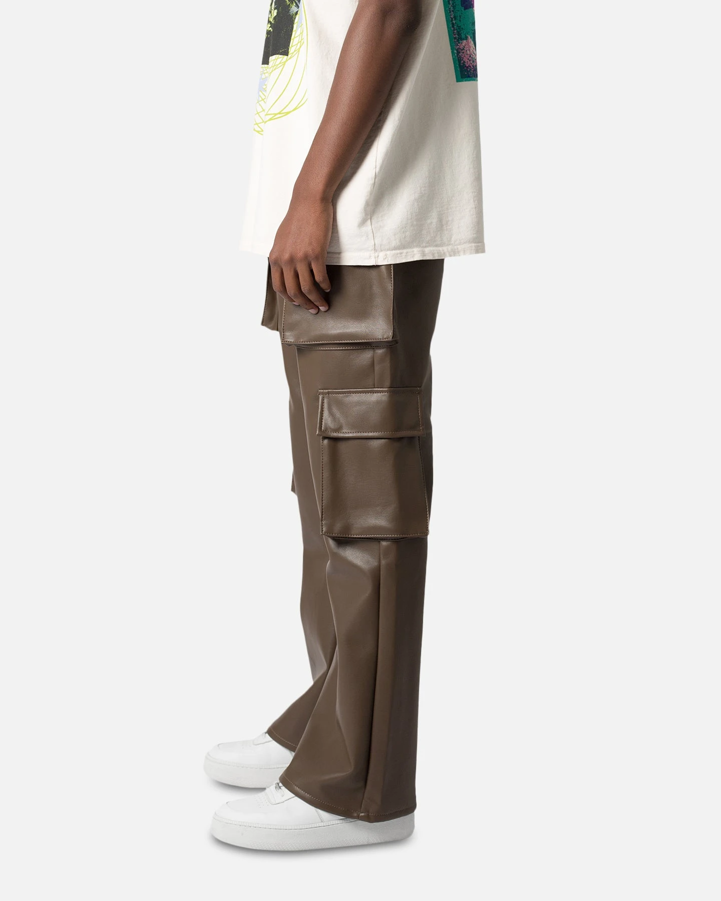 MNML Leather Double Snap Cargo Pants Chocolate 5 MNML Leather Double Snap Cargo Pants Chocolate - Image 5