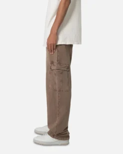 MNML Washed Relaxed Cargo Sweatpants Brown -Champions Style 03011792 YX300 mens 0030