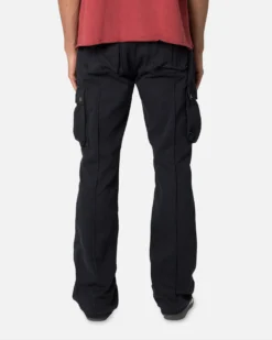 MNML Front Zip Flare Cargo Pants Black -Champions Style 03011862 YB001 mens 0040