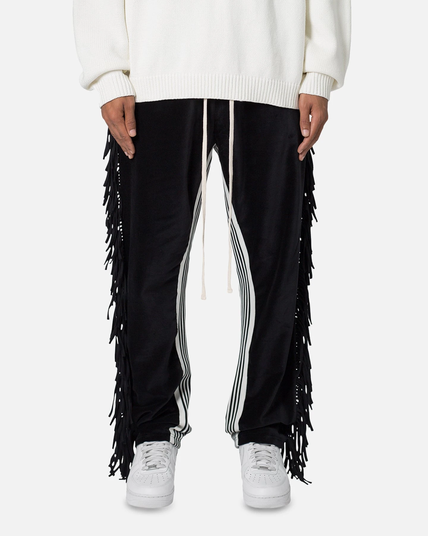 MNML Fringe Velour Sweatpants Black 1 MNML Fringe Velour Sweatpants Black