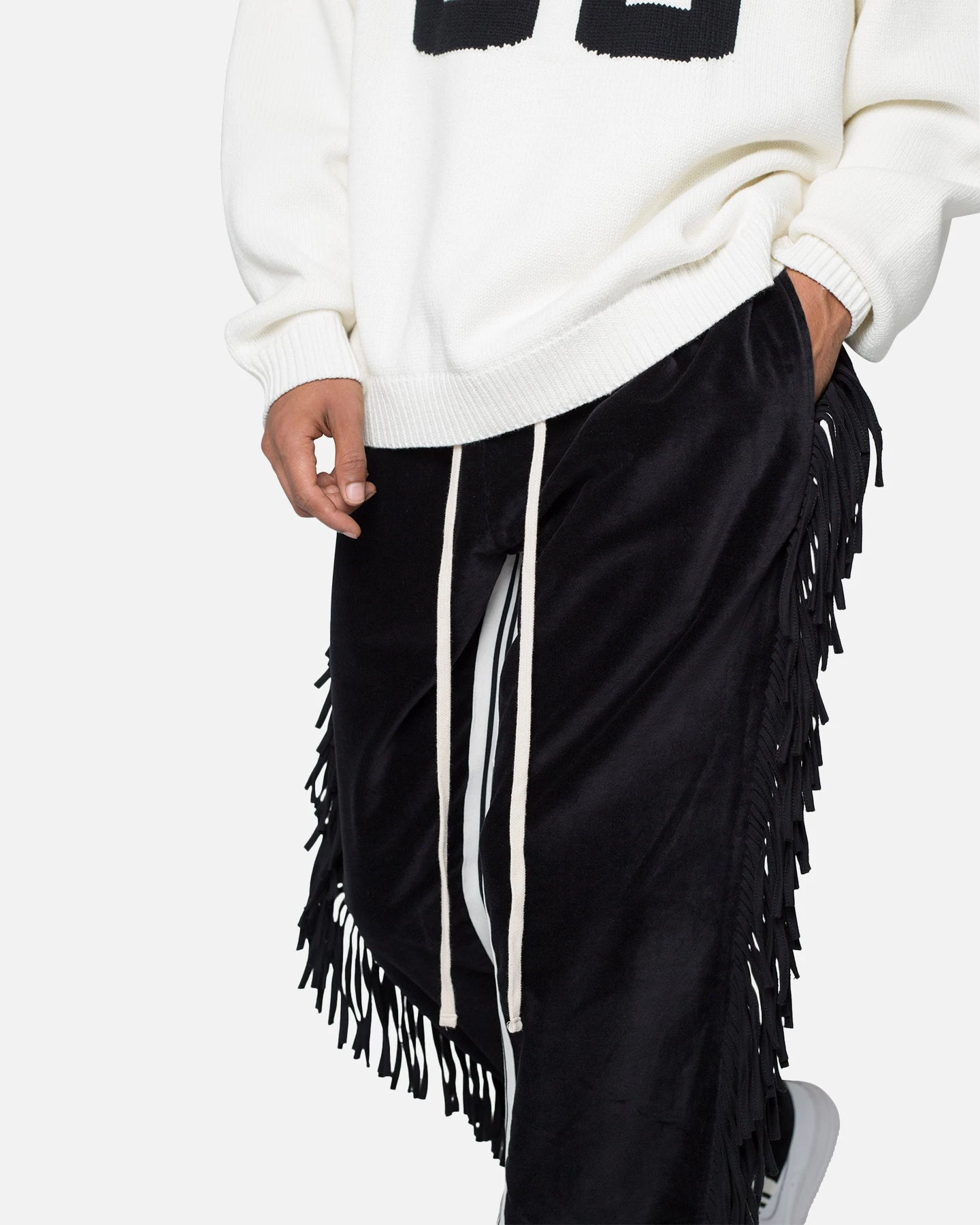 MNML Fringe Velour Sweatpants Black 5 MNML Fringe Velour Sweatpants Black - Image 5