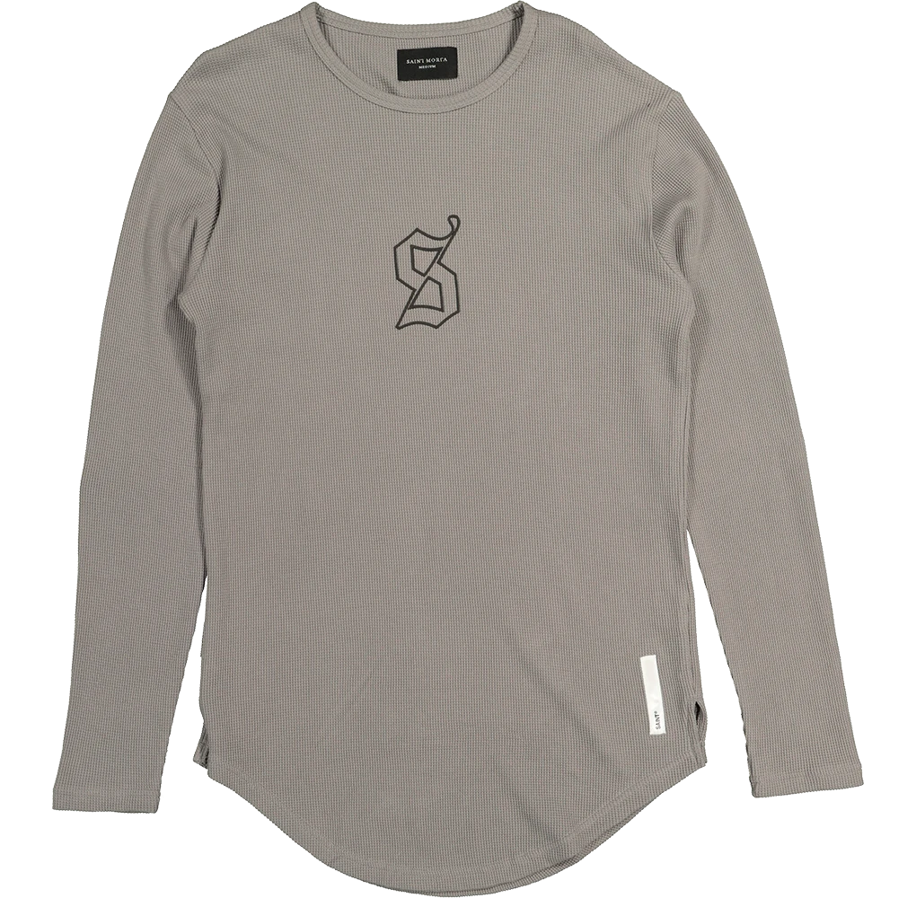 Saint Morta Icon Waffle Long Sleeve T-Shirt Grey/Black 7 Saint Morta Icon Waffle Long Sleeve T-Shirt Grey/Black - Image 7